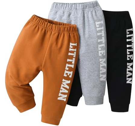 Tearfuty Baby Boy Trousers Letter Print Cotton Pants Casual Pants (Pack of 3)
