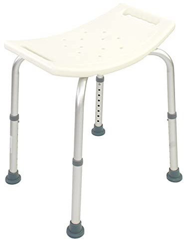 TRUTZHOLM Duschhocker höhenverstellbar, Antirutsch Füße 150 Kg, rutschfest, Duschsitz für Senioren oder Schwangere, Aluminium Kunststoff Weiß 34,5-52 cm
