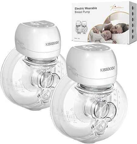 Breast Pump Electrical Wearable, Plainless Hands Free Breast Pumps,3 Modes 9 Levels with LCD Display, Low Noise Rechargeable Wireless Protable Breast Pump with 21mm/24mm Flanges (White 2PCS)