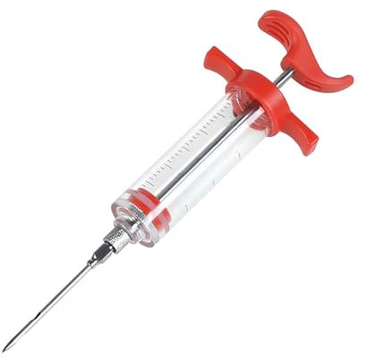 Siringa per Marinata Carne,Alimentare Meat Injector Siringa Cucina per Arrosti e Marinata BBQ Cucina Professionali Siringa per Alimenti per Salsa Che Cucina la Bistecca di Manzo Barbecue(Rosso)