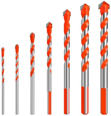KEMUZ 7 Pezzi Set di Punte da Trapano Multiuso, Punta in Carburo di Tungsteno da per Piastrelle di Ceramica in Porcellana, Marmo, Pietra, Acciaio Dolce, Mattoni, Vetro e Altro (3/6/5/6/8/10/12mm)