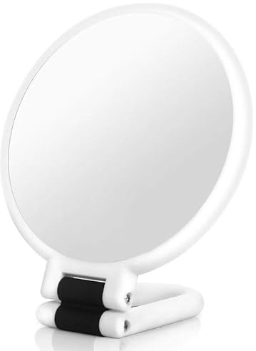 ALANTOP Miroir de poche avec grossissement 40x, double face, grossissement 40x, grossissement 1x, pratique pour les voyages, portable, pliable, pour le maquillage, beauté de précision (Blanc)