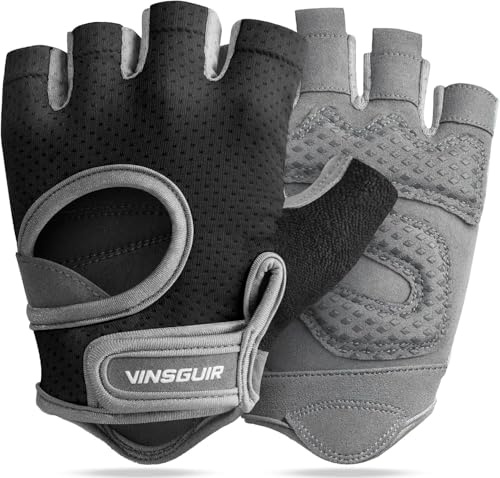 VINSGUIR Gym Gloves for Women, Weight Lifting Gloves for Gym, Cycling, Exercise, Fitness and Training, with Excellent Grip and Cushion Pads (Black, M)