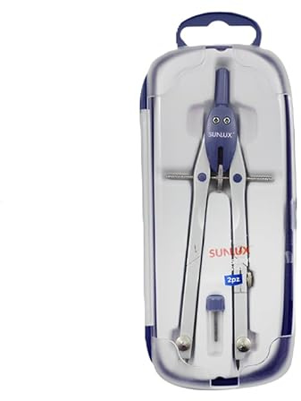 Compasso con Balaustrone Fisso in Acciaio - Lunghezza 17 cm, Due Mine Incluse, Alta Precisione per Disegno Tecnico e Geometria