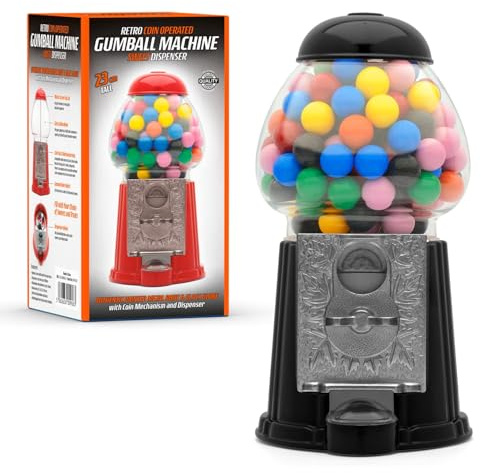CKB LTD Gumball maskin retro söt dispenser förvaring spargris spargris myntdriven sparare H 23 cm (liten storlek 23 x 12,5 x 11,5 cm) (svart)