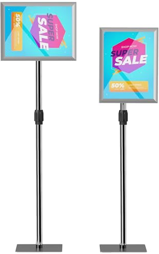 HOMCOM Soporte para Carteles A3 Altura Ajustable Giratorio 360° Plata