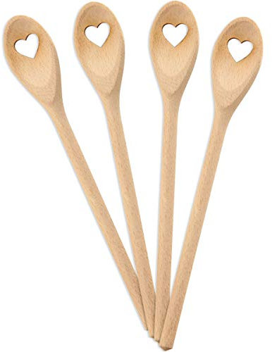Spruchreif | Cucharas gourmet de madera | 4 mini cucharas de madera | diseño de corazón | mini cuchara como idea de decoración | decoración de madera | regalo Navidad
