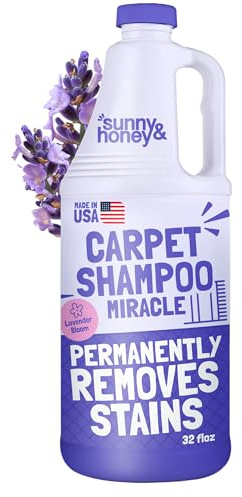 Sunny & Honey Carpet Cleaner Solution - Deep Stain Remover & Odor Deodorizer - Pet Carpet Cleaner & Rug Shampoo (32 Fl Oz, Light Lavender)