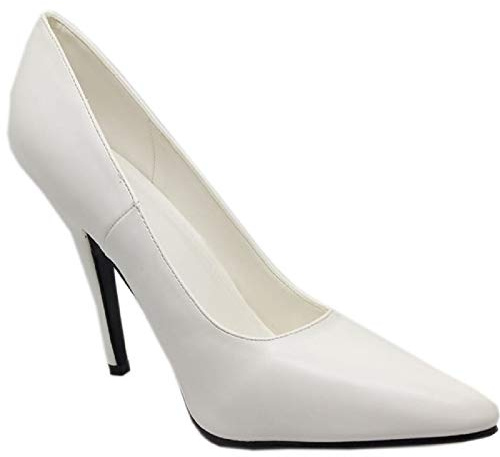 Bismaa Mens Womens Drag Queen Cross Dresser HIGH Heel Pointy Toe Court Shoes Big Sizes UK 9,10,11,12 (11 UK, White Matt, Numeric_11)