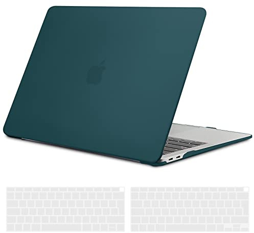 TECOOL Funda para MacBook Air M1 (A2337) y MacBook Air 13 Retina 2020 2019 2018 (A2179 A1932) con Touch ID, Carcasa de Plástico Ultrafina y Cubierta del Teclado UE, Turquesa Oscuro