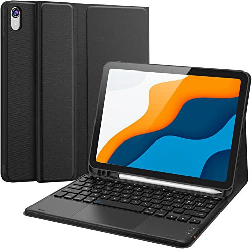 Earto Tastiera iPad 10 Generazione 10.9'' 2022, Cover con Tastiera per iPad 11 Generazione (A16, 2025), 2 Canali BT, Italiano ‎QWERTY Staccabile Magnetico con Touchpad, Nero