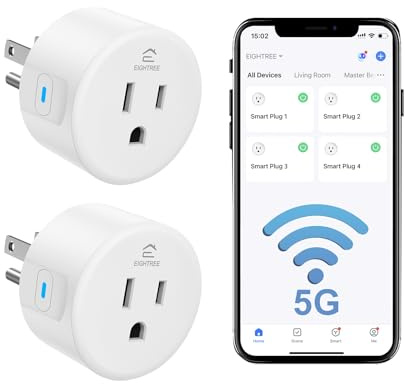 EIGHTREE Smart Plug 5GHz& 2.4GHz, 15A WiFi Smart Outlet Compatible with Alexa & Google Home, Smart Home WiFi Plug with Remote Control, Timer Outlet with Schedule, 4 Packs