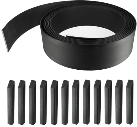Oxeo Bordurette de Jardin Semi Rigide Noire 12 mètres - Hauteur 14cm - Flexible - Bordure de Gazon avec 12 piquets de Fixation
