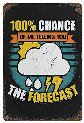 Targa in metallo con meteorologia, poster vintage artistico retrò con pittura in ferro, decorazione da parete per esterni, bar, garage, fattoria, 30,5 x 20,3 cm