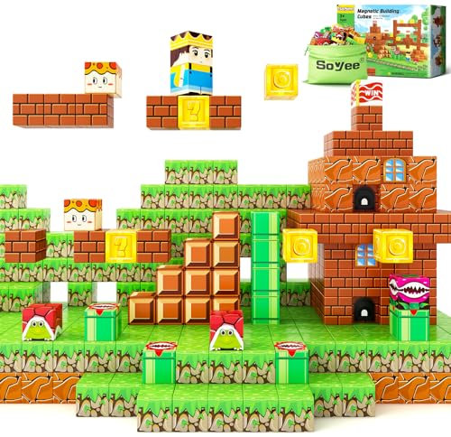 Soyee Magnetische Bausteine Bauspielzeug – Bauen Mine Magnet Welt Set, Magnetspielzeug für Jungen und Mädchen im Alter von 5–7 Jahren, Geschenke Spielzeug für Jungen und Mädchen ab 3 Jahren