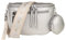MIRROSI® Bauchtasche Damen, Veganleder 30x20x9cm, Umhängetasche, Brusttasche, Crossbody bag, Kunstleder leder, verstellbare Schulterriemen Bohemian Style (Silber)