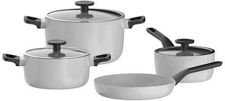 BergHOFF Leo Glints Kochtopfset mit Antihaftbeschichtung - 7 tlg. - Töpfe & Pfannen set - Kochtopfset für alle Herdarten - Spirit