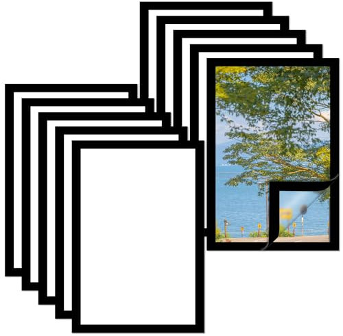 DMSELL 10 Stück Schwarze Magnetische A4 Bilderrahmen, Schwarze A4 Magnetische Bilderrahmen mit Magnetverschluss, Wasserdichtes Display, für die Wanddekoration zu Hause