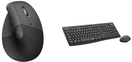 Logitech Lift Mouse Ergonomico Verticale, Senza Fili, Ricevitore Bluetooth o Logi Bolt USB & MK295 Kit Mouse e Tastiera Wireless – Tecnologia SilentTouch, Tastierino Numerico