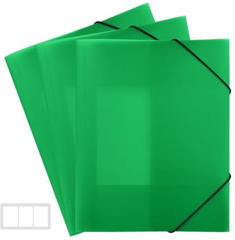 FRETONBA Grün Ordner 3er-Pack. Postmappe a4 Schule, Sammelmappe 3 Stück, Eckspannermappe Elastische Bandbefestigung, Schnellhefter PP-Material Robust und Langlebig, Dokumentenmappe
