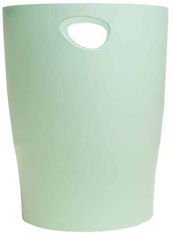 Exacompta - Ref 45380D - Box of 8 Waste Paper Bins with Handles ECOBIN Autentik - Large Capacity 15 L - Dimensions 26.3 x 26.3 x 33.5 cm - Office or Home - Sage Green