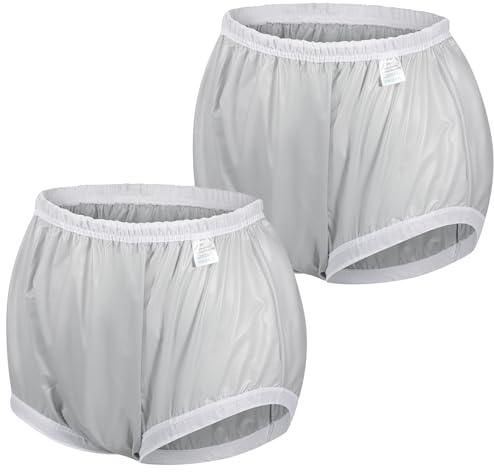 Carer 2 Pièces Couvre-Couches pour Adultes pour Incontinence Sous-Vêtements Imperméables Antifuites Lavables Réutilisables Unisexes Gris Taille XL