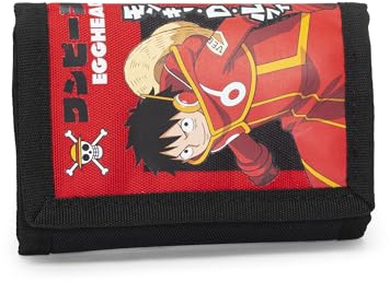 ONE PIECE - Portafoglio Ufficiale One Piece con Pratica Chiusura in Velcro, Tasca Esterna e Scomparti Interni, Idea Regalo Bambini e Ragazzi, 13 x 8,5/24 cm