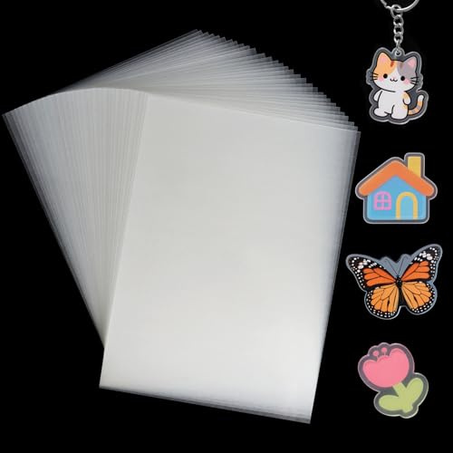 Suofuolef 30 pellicole termoretraibili semitrasparenti, 20 x 14,5 cm, carta termoretraibile per portachiavi, orecchini, spilla, artigianato fai da te
