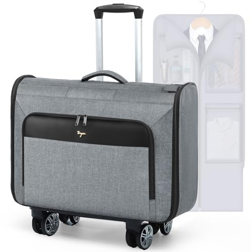 Tonyeee Softside - Borsone porta abiti grande con ruote, 3 in 1, staccabile, per donne, uomini, viaggi d'affari, weekend (conferma le regole del bagaglio a mano delle compagnie aeree), grigio