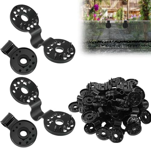 Clip Especial con Ojal, 50 Piezas Hebilla Fija de Red Parasol, Clips de Plástico para Tela Protectora Negro, Hebilla de Red de Jardín Especial con Ojal para Panel de Cerca Tela de Malla Cortavientos