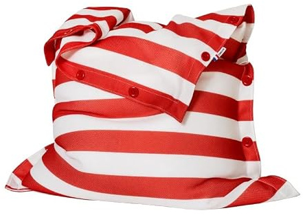 Shelto Pouf Géant Tissu Mesh3D Rayures Blanc/Rouge - 125 x 175 cm - Polyester - Flottant - Housse Lavable - Fabriqué en France