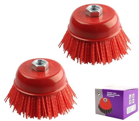 LERANXIN 2 PCS Nylon Filament Abrasive - Nylon Brush M14 Drill Bit, ø 100 mm - Drill Brushes for Cleaning, for Deburring, Rust Removal and Paint Removal