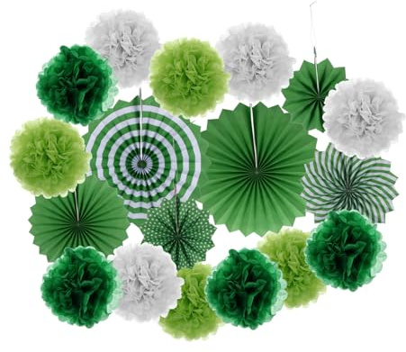 BIUDECO Partydekoration Pappersfläktar och Blommor Dekorativa DIY Hängande Pappersfläktar för Bröllop Födelsedag och Festlig Stämning