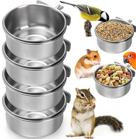 Bebedero para Aves,Plato Alimentador De Acero Inoxidable 304 para Mascotas,Cuenco De Alimentación para Jaula De Aves | para Guacamayos Gorriones Periquitos Agapornis Conuros Cacatuas Pinzones Patio