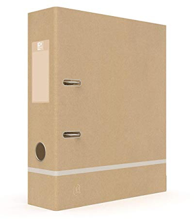 Oxford Classeur à Levier Touareg A4 Dos 80 mm 2 Anneaux Couverture Kraft Coloris Beige et Blanc Givré