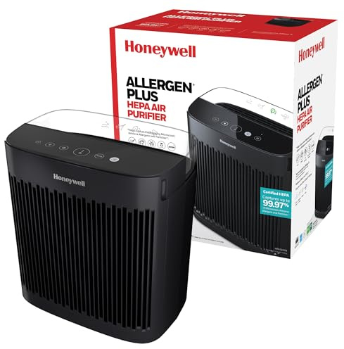 Honeywell HEPA Air Purifier for Home, 938 Ft² Rooms in 1 Hour, Turbo Clean, Reduces Allergens, Dust, Pollen, Pet Dander, All Smoke Types, Odors, Black, HPA5100B
