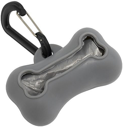 AERZETIX - C67680 - Distributore di sacchetti igienici per cani a forma di osso 80x45mm - raccoglitore di escrementi di animali domestici - in gomma - colore grigio