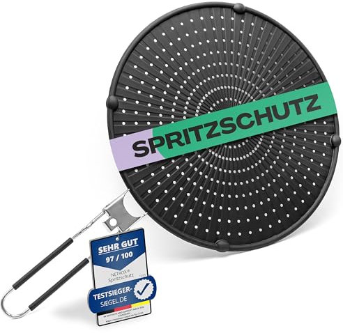 Netrox - Paraschizzi Cucina in Silicone per Padella - Resistente al Calore, Lavabile, Sicuro per Alimenti - Coperchio Universale per Frittura Fino a 30 cm - Paraspruzzi Pieghevole Universali Pentola