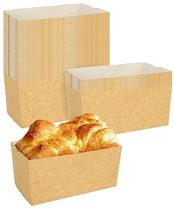 DAJAVE 100 Stück Einweg Mini Kuchenformen Papierbackform 15X10X7,5 cm Backform Rechteckig, Einweg Kuchenformen Brot Papierbackform Rechteck Brotbackform Kasten Papier, Einweg-Backformen für Kuchen