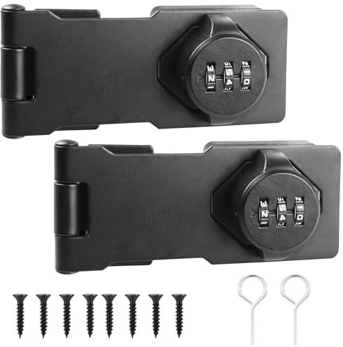 SPORWAY Candado de combinación de 2 unidades: trampa de seguridad para armario con código numérico de 4,5 pulgadas, 3 agujeros, cerraduras para armarios de equipaje, color negro