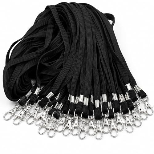 MIDERDO Svarta nyckelband för ID-märken – 100 pack mångsidiga halsband