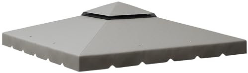 Outsunny Techo de Repuesto para Cenador 3x3 m Cubierta de Repuesto con Techo Doble con 8 Orificios de Drenaje Toldo de Recambio para Pabellón Gazebo Gris Claro