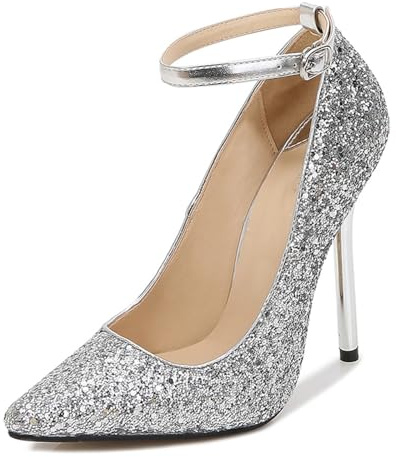 Générique Escarpins à talons hauts pour femme - Paillettes - Chaussures de soirée - Chaussures de fête - Chaussures de mariage élégantes et confortables