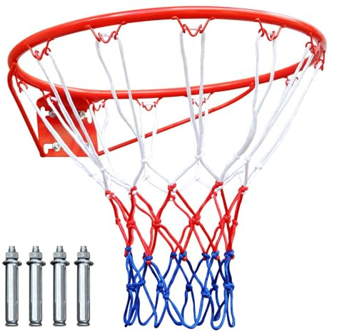 GYMFLEX Basketball Rim 18(45cm) Indoor/Outdoor Metal Basketball Rim Wall Mounted with Fixing Bolts for Home Garden Training
