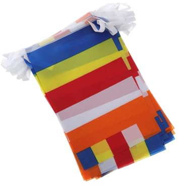 TOYANDONA Drapeau de Prière Bouddhiste à 5 Couleurs, Bannière en Polyester Résistante 1 Pièce, Décoration Intérieure et Extérieure pour Temple et Rituel de Prière, Drapeau Tibétain