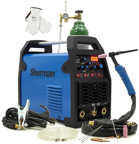 Sherman TIG - Soldadora de aluminio (230 V, 200 A, dispositivo de soldadura de gas protector con función de pulso, TIG 215P Bestschweissen.de