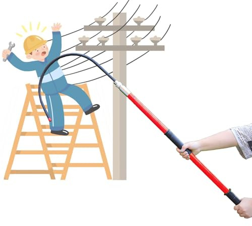 Högspänningsräddningskrok 10-220KV, isolerad pol nödsäkerhetsverktyg 16 tums öppning för elektrisk chockförebyggande, Slungbar Epoxihandtag 220 Lbs Kapacitet Non Slip Grip bärbar design