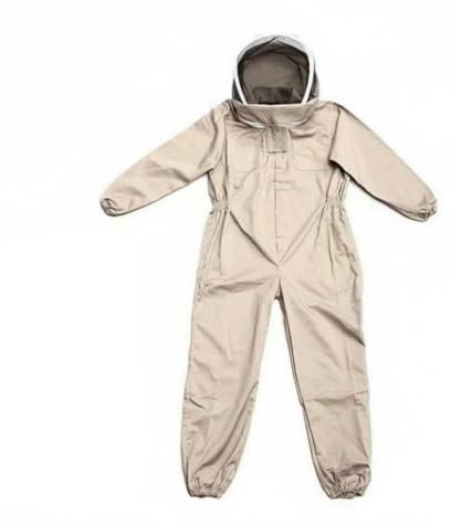 Gitohoni Combinaison Apiculteur Costume Protecteur Vêtement Intégral Veste Apicole avec Voile Tissu Respirant et Épais Coupe, Beige, Combinaison Beige L, L 163-168 Cm