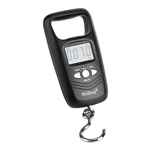 Bilancia portatile da 50 kg LCD da appendere digitale bilancia per bagagli elettronica con retroilluminazione per la pesca agricola caccia (nero)