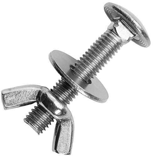 Schlossschrauben M8x70/70 mm mit Flügelmuttern & großen Unterlegscheiben M8 aus Edelstahl A2 (10 Stück) | Flachrundschrauben - Schmetterlingsmuttern - Beilagscheiben von MESAROS®